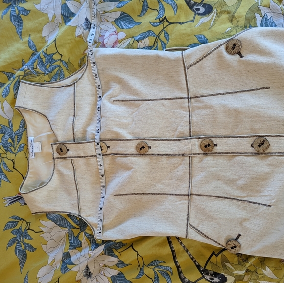 Oscar de la Renta cotton twill button down sleeveless dress euc size 8 - Picture 5 of 8